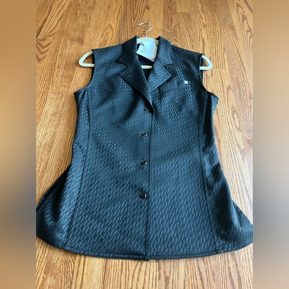 RETAIL $545 Helmut Lang Womens Black TONAL JACQ Suit Vest Sleeveless Top Size 2 - Picture 1 of 13